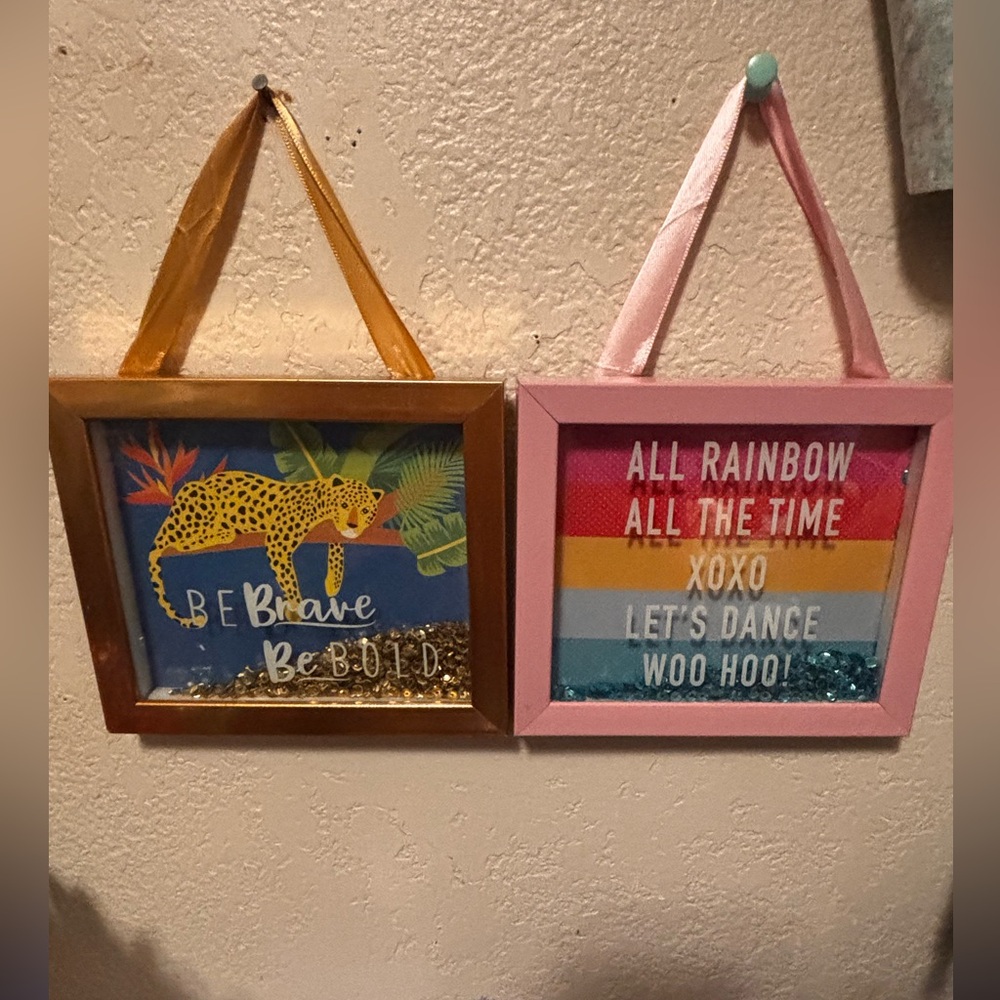 Source Unknown Pink and Gold Inspirational Wall Plaques